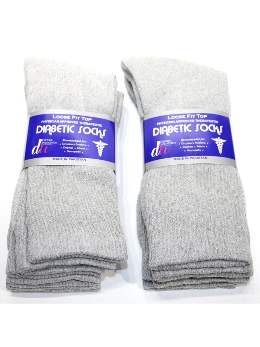Debra Weitzner Men's Gray Diabetic Crew Mid Socks 6 Pair Loose Fit Top Lg 10-13